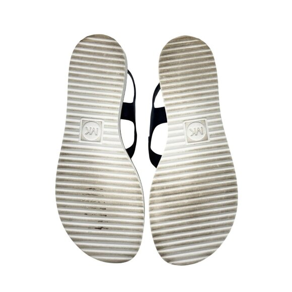 Michael Kors Womens Thong Sandals Size 9M Navy Gold Logo - Picture 12 of 12